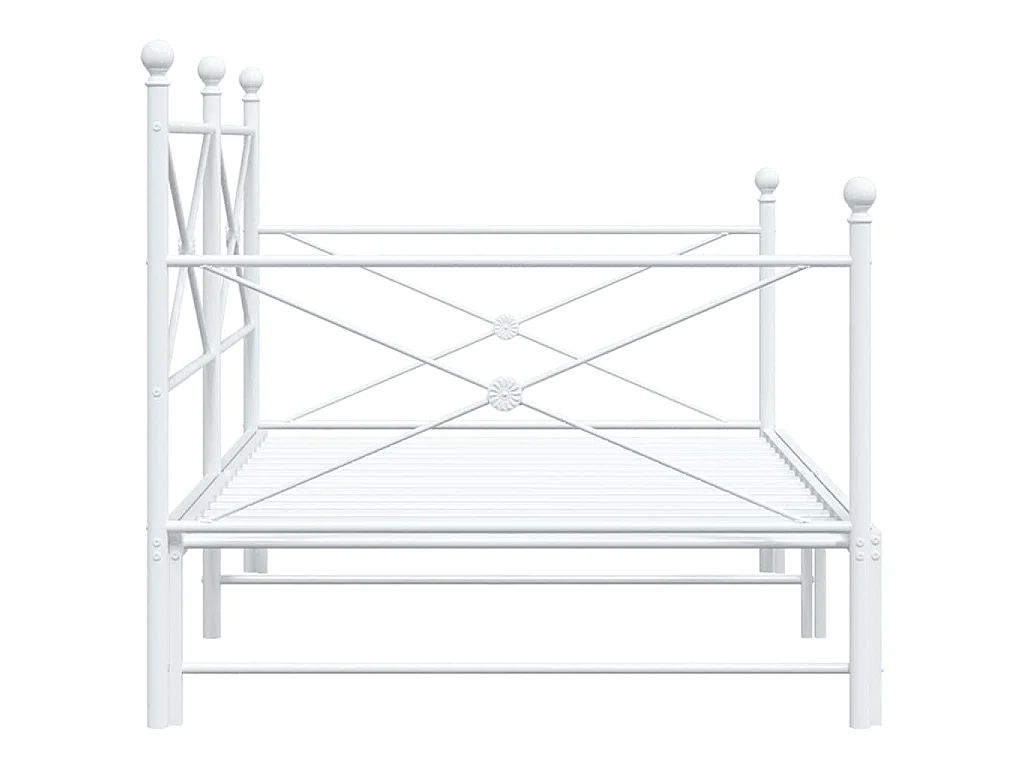 Lit de jour avec lit gigogne sans matelas blanc 107x203cm acier