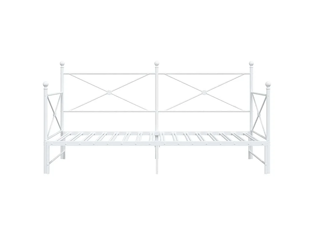 Lit de jour avec lit gigogne sans matelas blanc 107x203cm acier