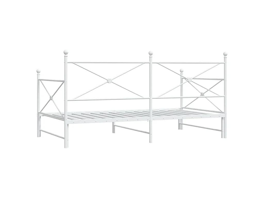 Lit de jour avec lit gigogne sans matelas blanc 107x203cm acier