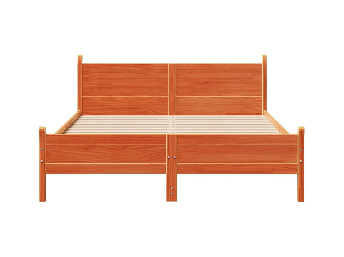 Cama sin colchón madera maciza pino marrón cera 150x200 cm