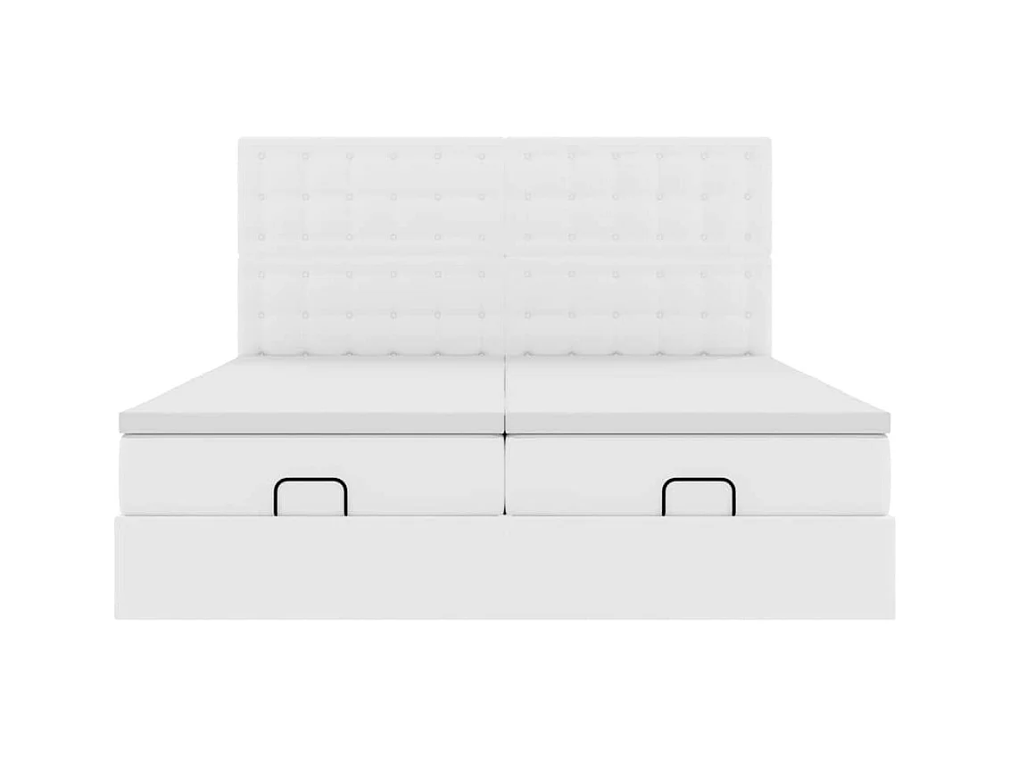 Cadre de lit ottoman et matelas blanc pur 200x200cm similicuir