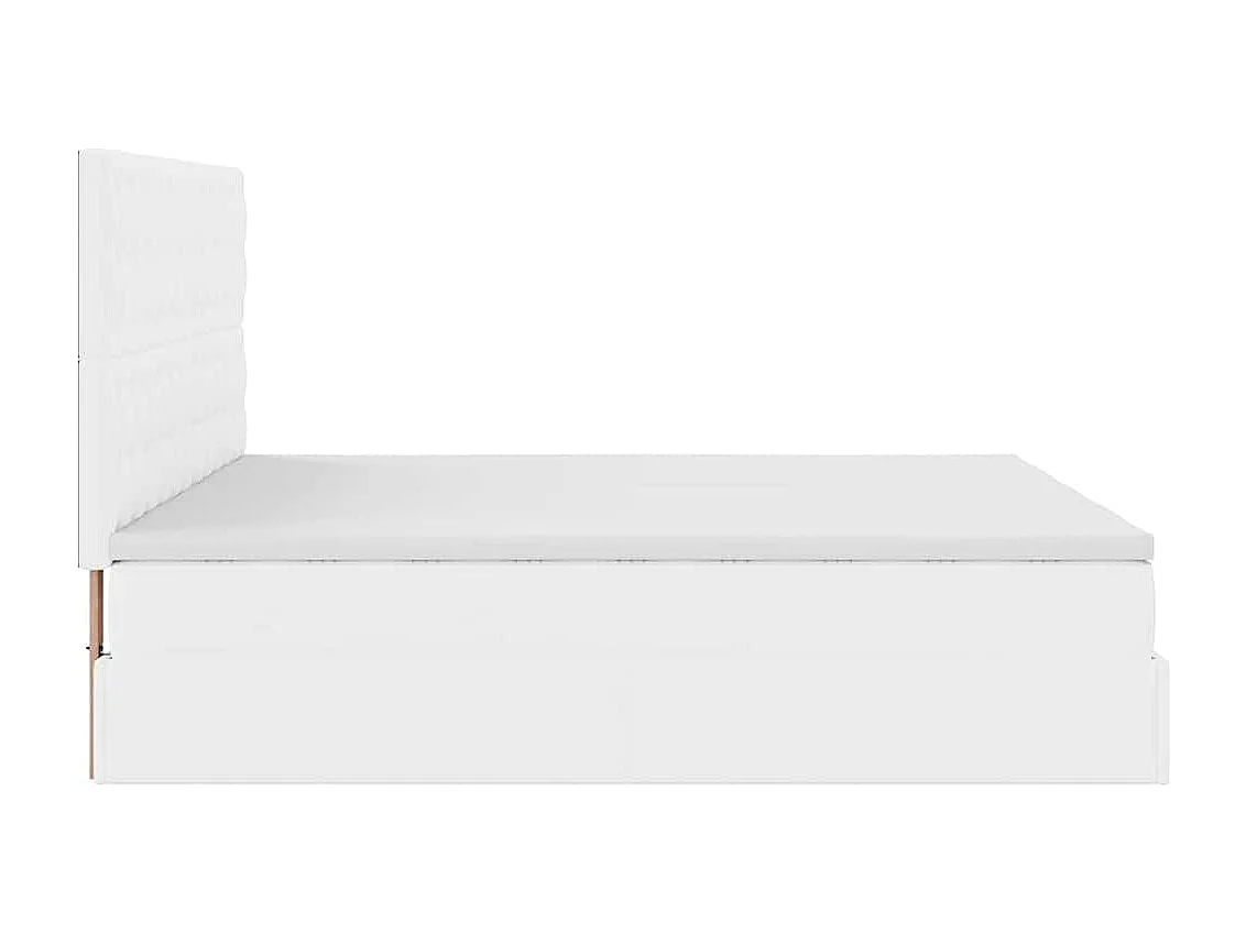 Cadre de lit ottoman et matelas blanc pur 200x200cm similicuir