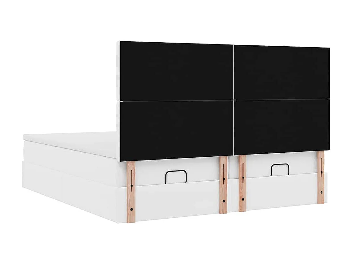 Cadre de lit ottoman et matelas blanc pur 200x200cm similicuir