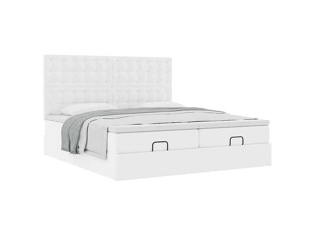 Ottoman bed met matrassen 200x200cm kunstleer zuiver wit