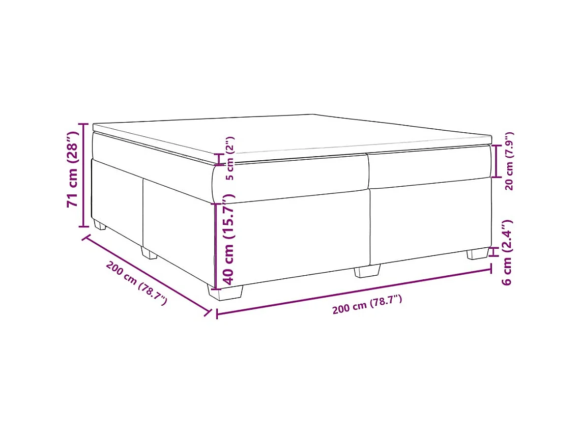 Boxspringbett mit Matratze Dunkelgrau 200x200 cm Samt
