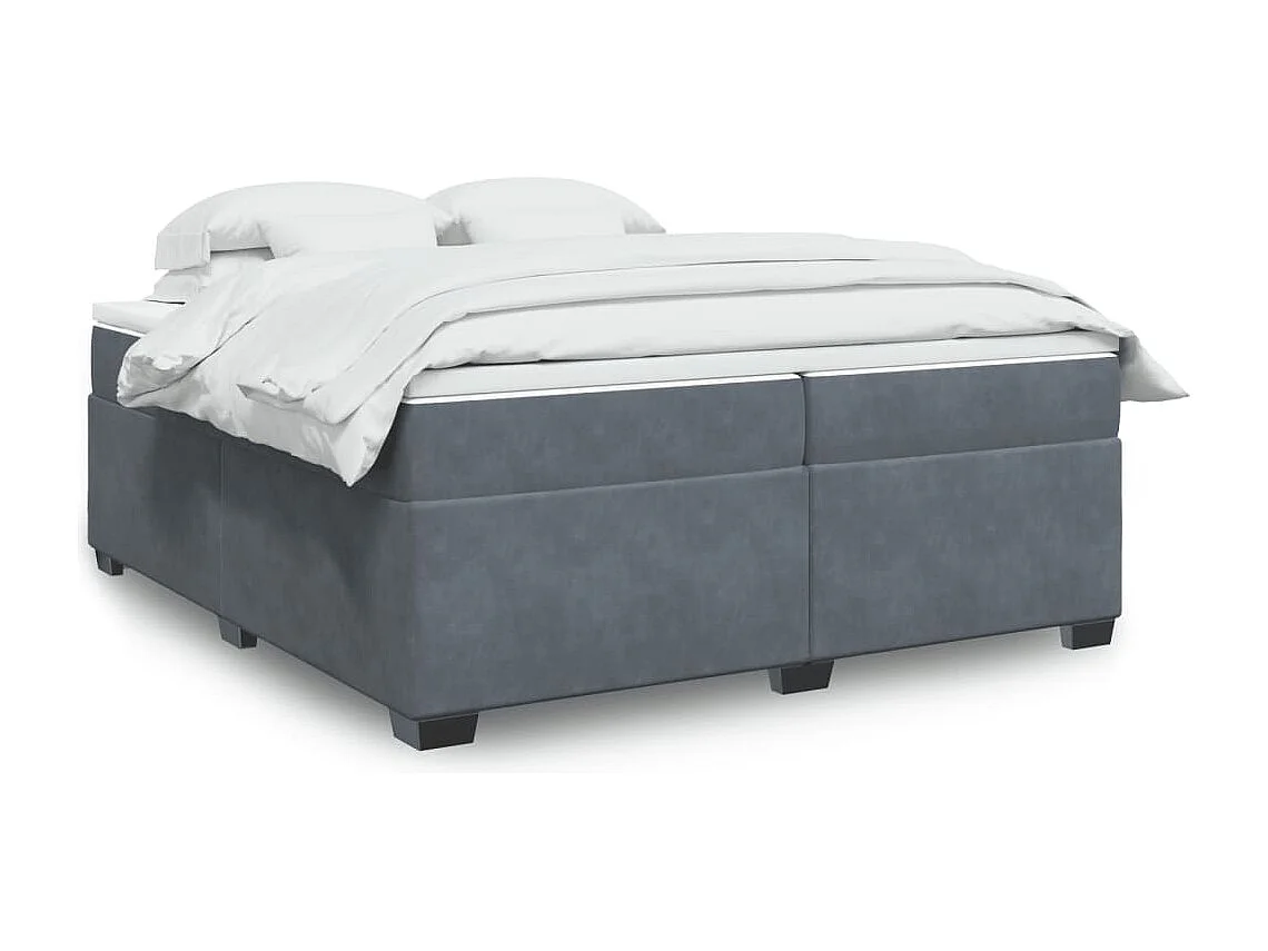 Cama box spring con colchón terciopelo gris oscuro 200x200 cm