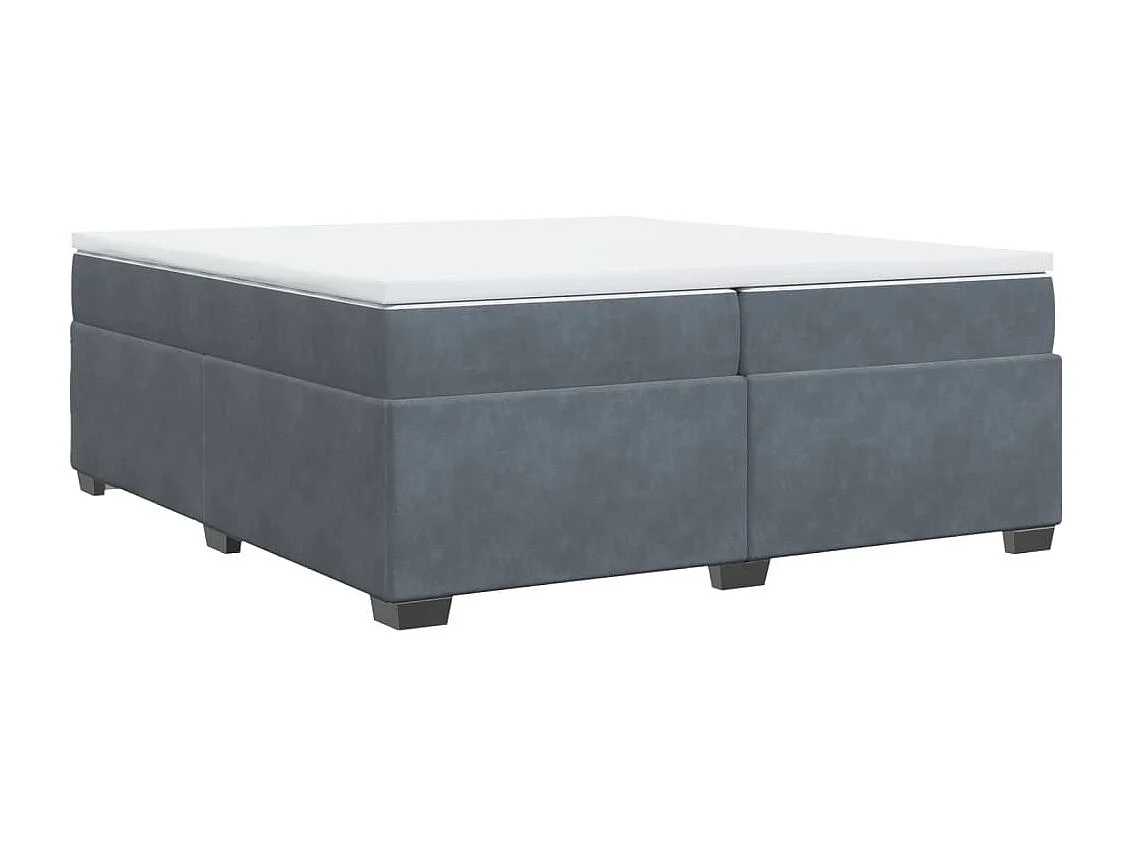Cama box spring con colchón terciopelo gris oscuro 200x200 cm