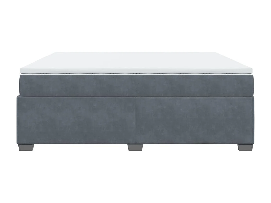 Cama box spring con colchón terciopelo gris oscuro 200x200 cm