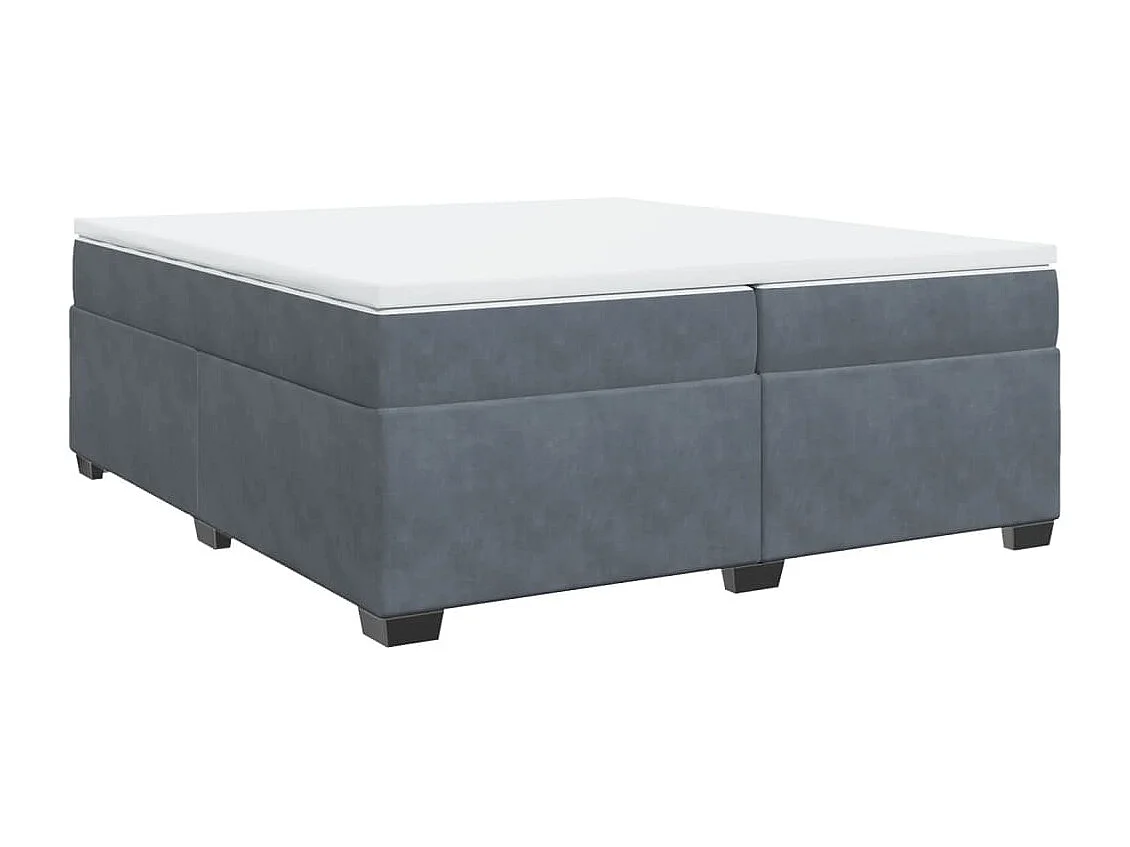 Cama box spring con colchón terciopelo gris oscuro 200x200 cm
