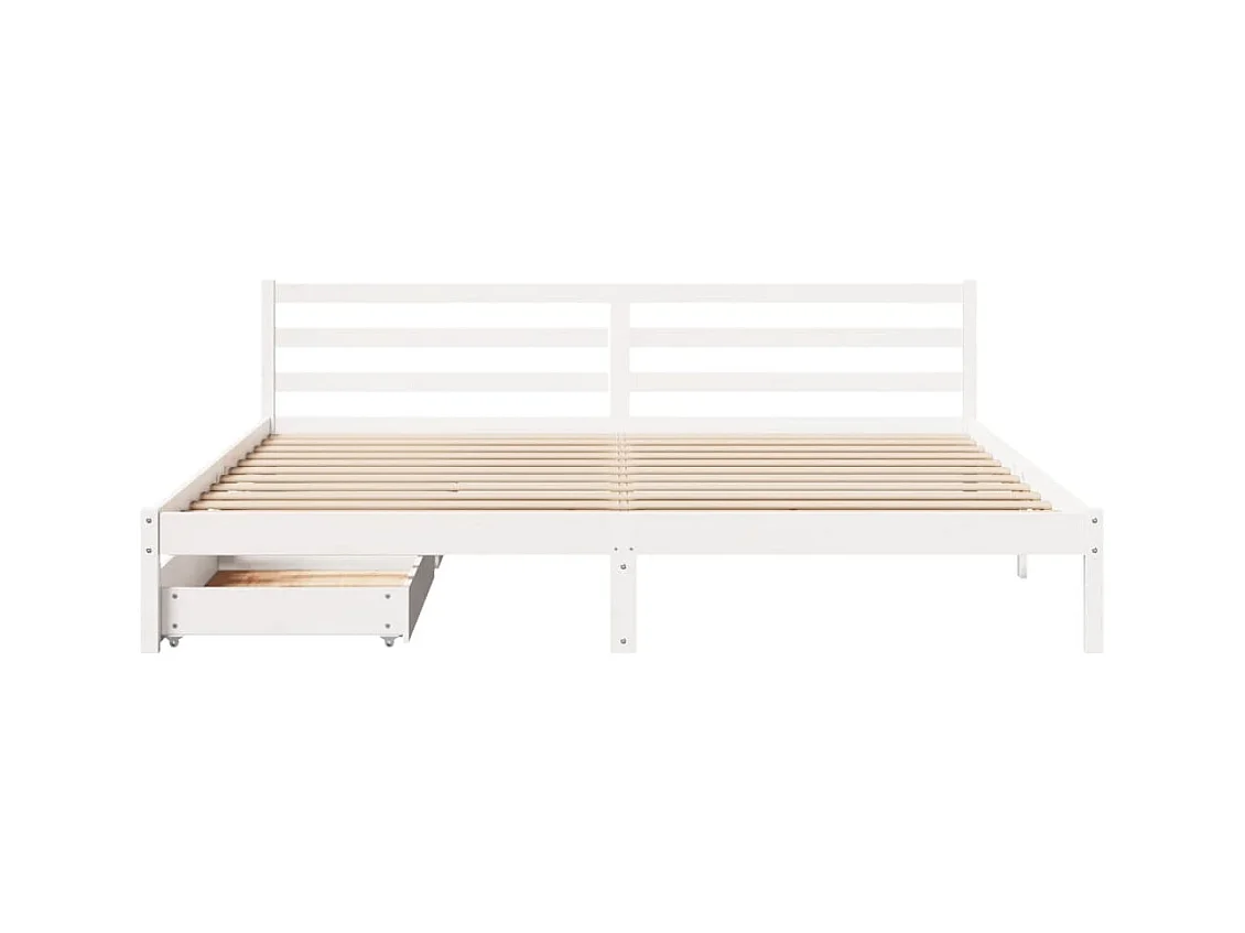 Cadre de lit sans matelas blanc 200x200 cm bois massif de pin