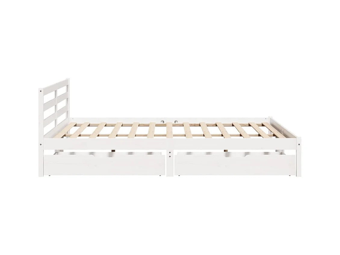 Cadre de lit sans matelas blanc 200x200 cm bois massif de pin