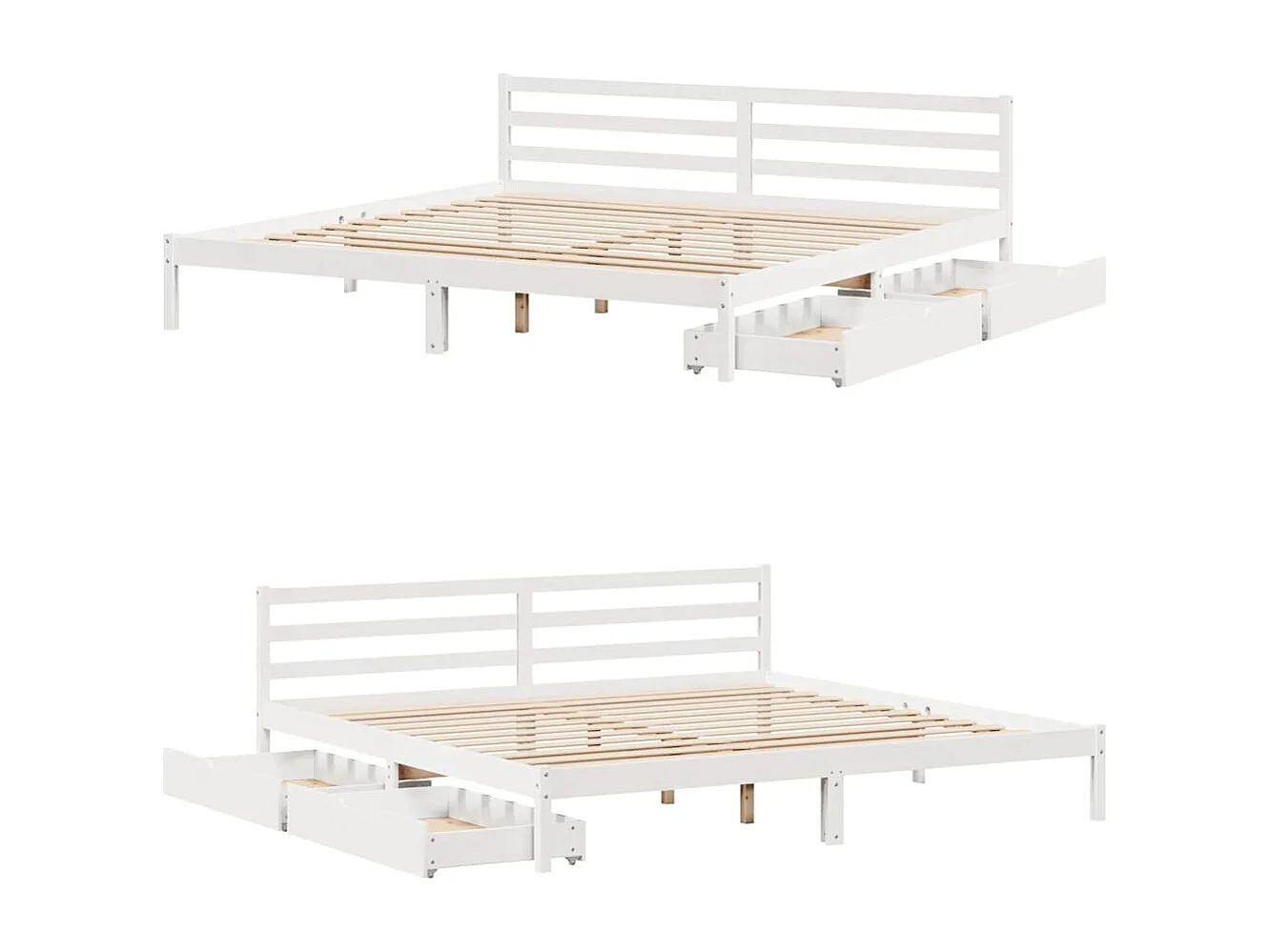 Cadre de lit sans matelas blanc 200x200 cm bois massif de pin