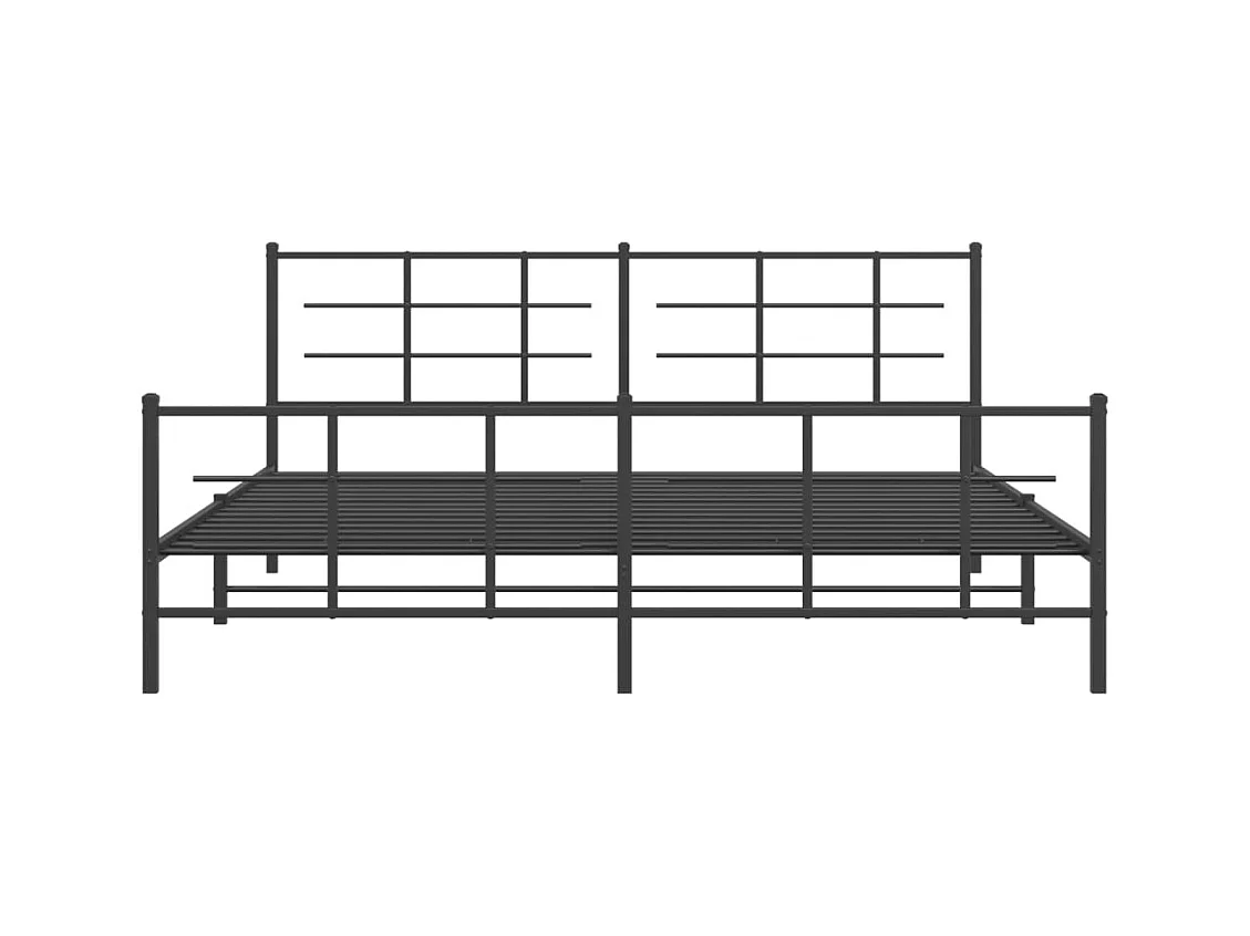 Cadre de lit métal sans matelas avec pied de lit noir 193x203cm