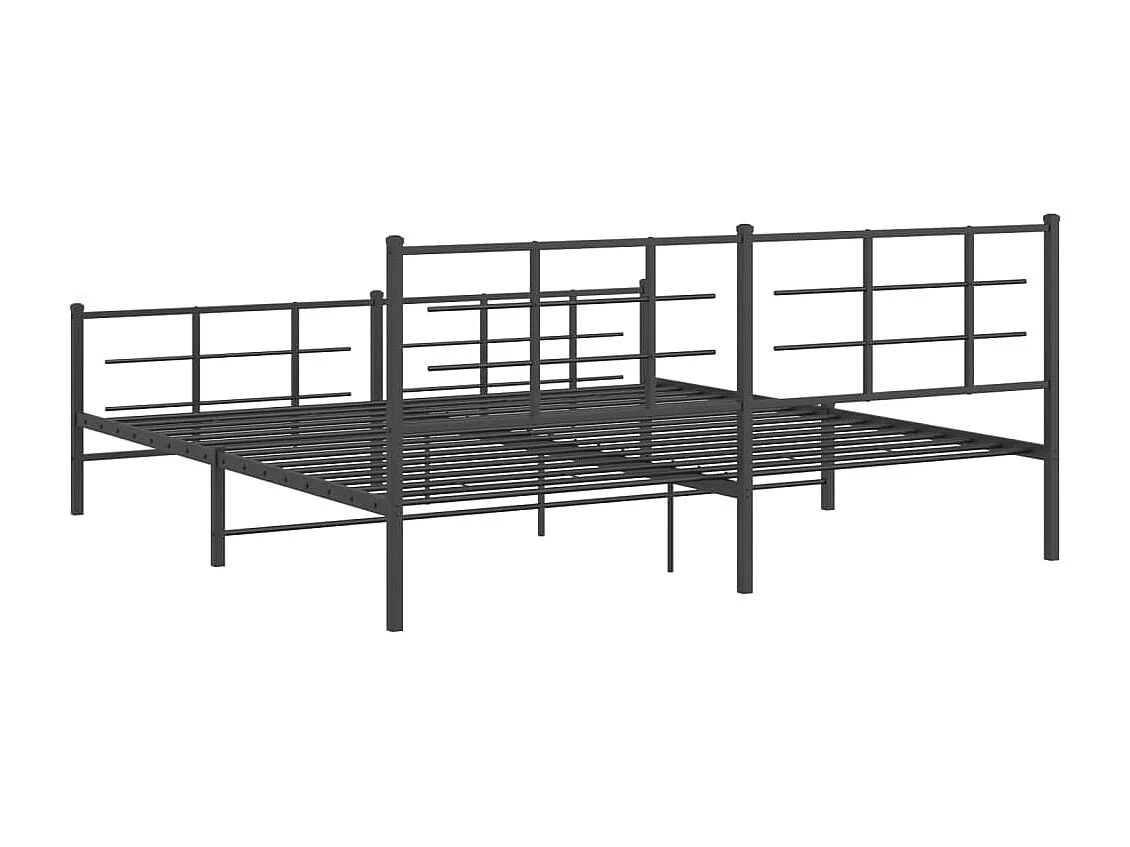 Cadre de lit métal sans matelas avec pied de lit noir 193x203cm