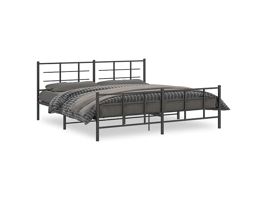 Bedframe met hoofd- en voeteneinde metaal zwart 193x203 cm