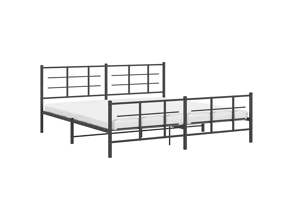 Bedframe met hoofd- en voeteneinde metaal zwart 193x203 cm