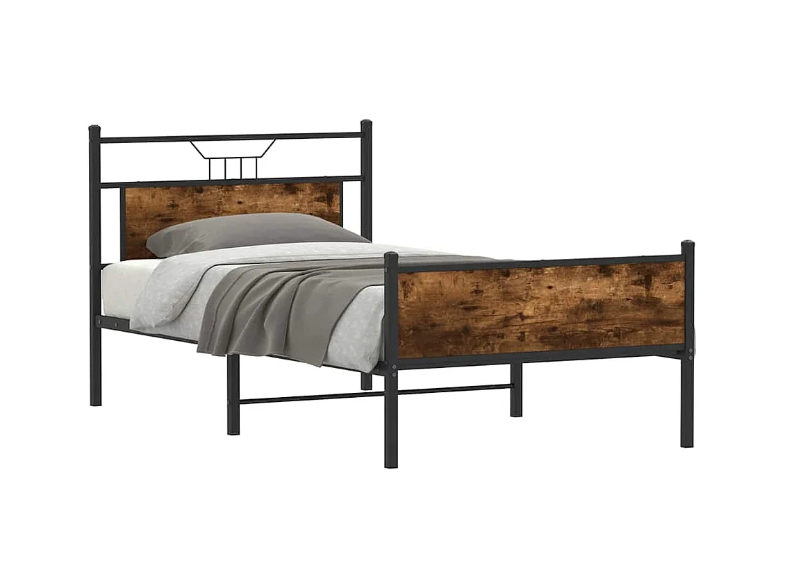 Cadre de lit sans matelas chêne fumé 107x203 cm bois ingénierie