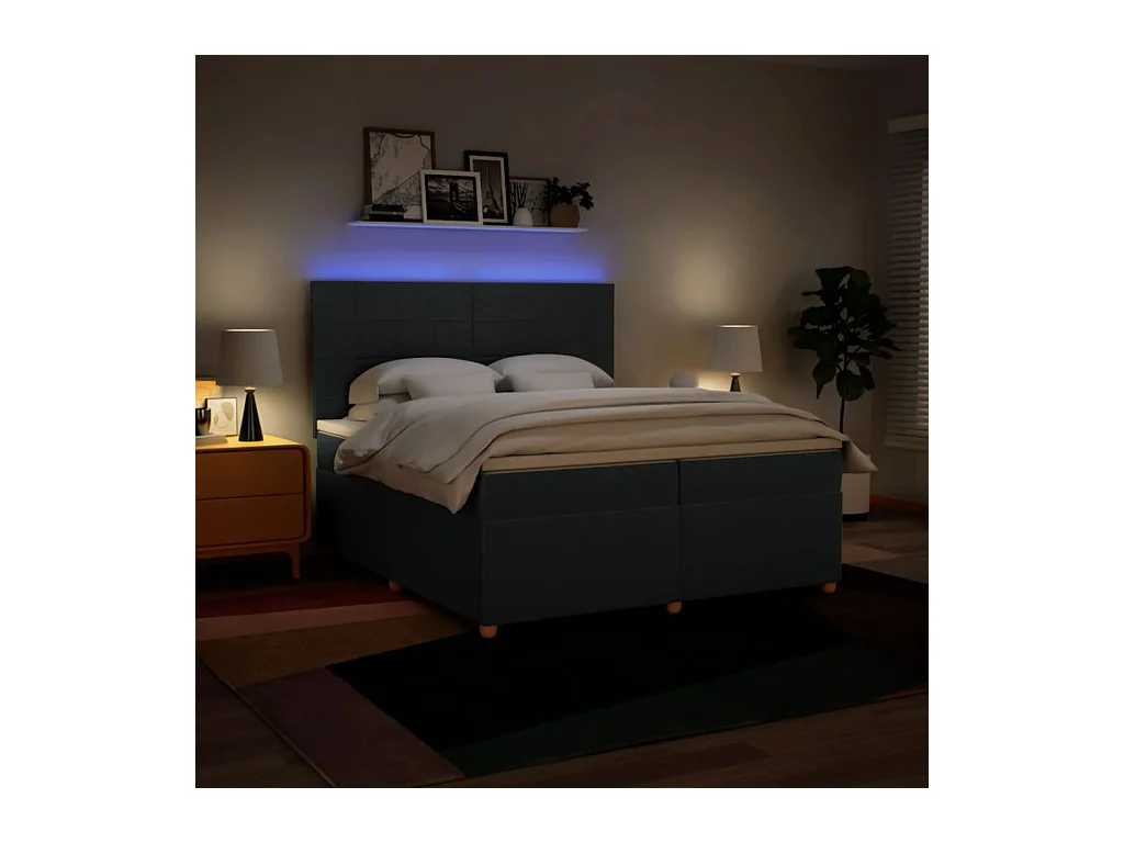 Sommier à lattes de lit avec matelas Bleu 200x200 cm Tissu