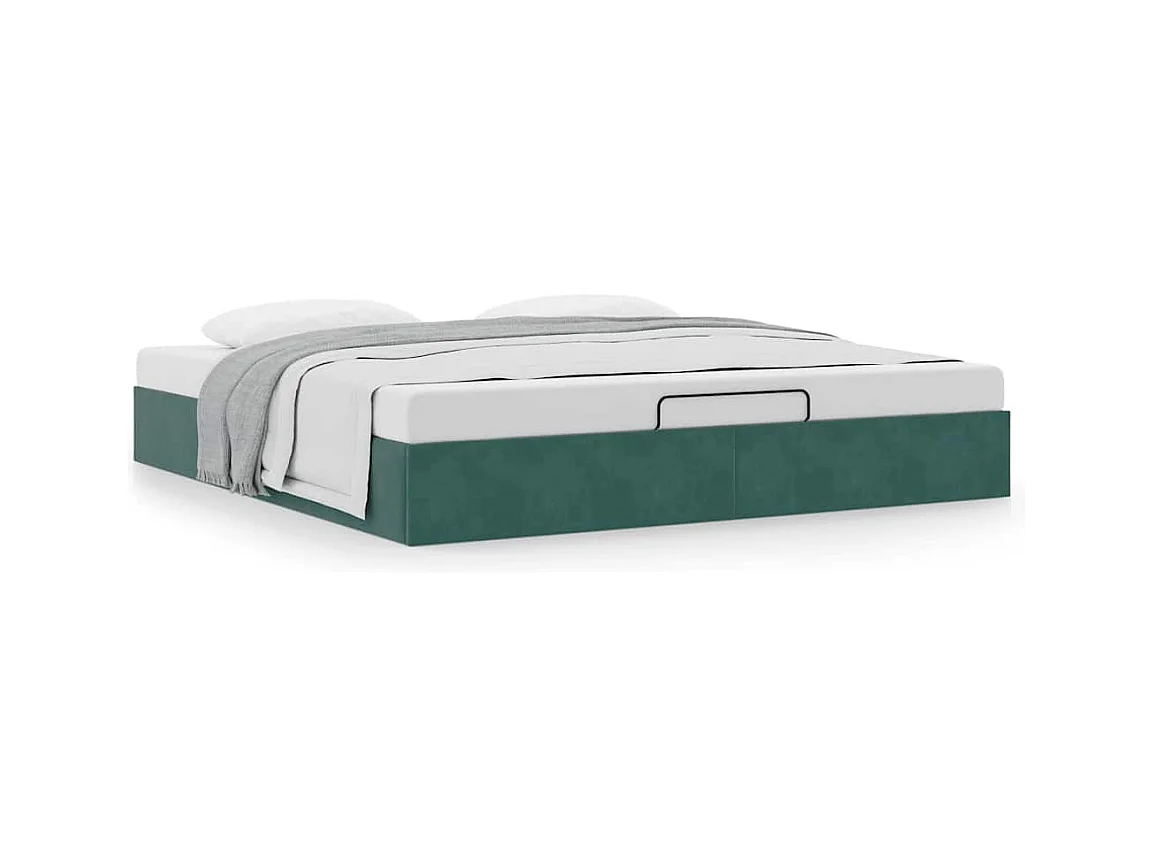 Cadre de lit ottoman sans matelas vert foncé 200x200 cm velours
