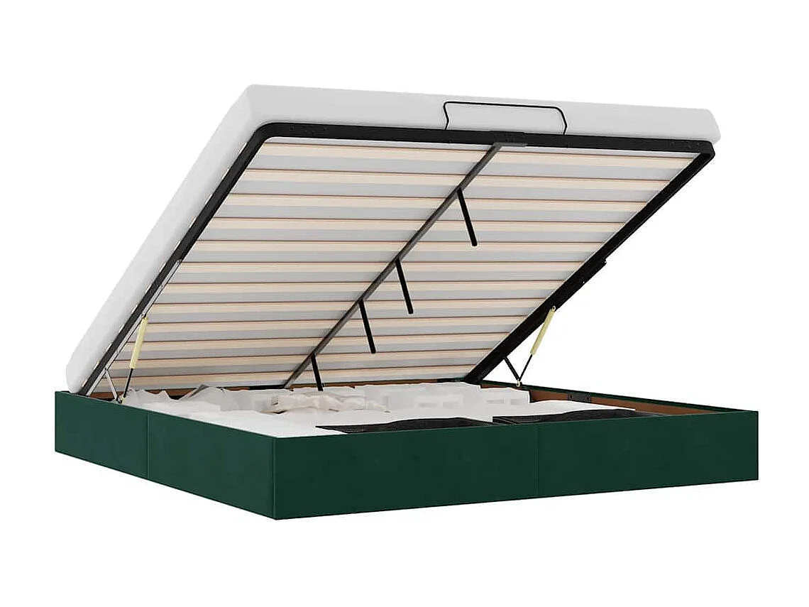 Cadre de lit ottoman sans matelas vert foncé 200x200 cm velours