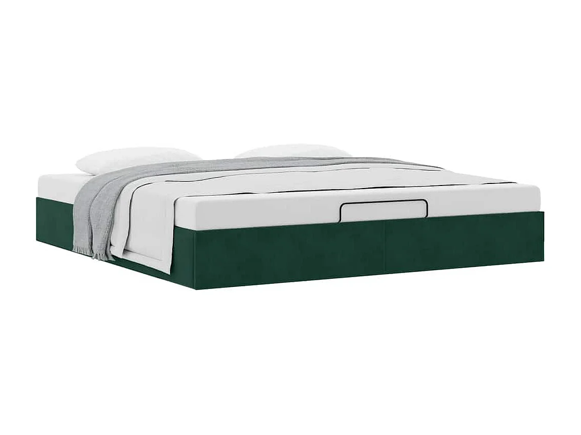 Cadre de lit ottoman sans matelas vert foncé 200x200 cm velours