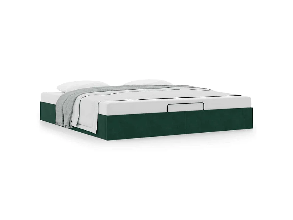 Estrutura de cama otomana sem colchão 200x200 cm verde escuro