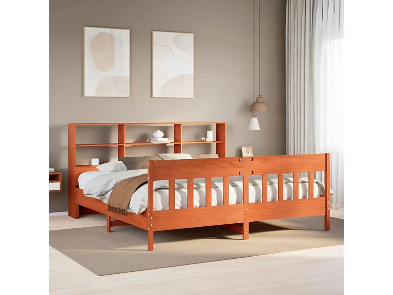 Bedframe zonder matras massief grenenhout wasbruin 200x200 cm