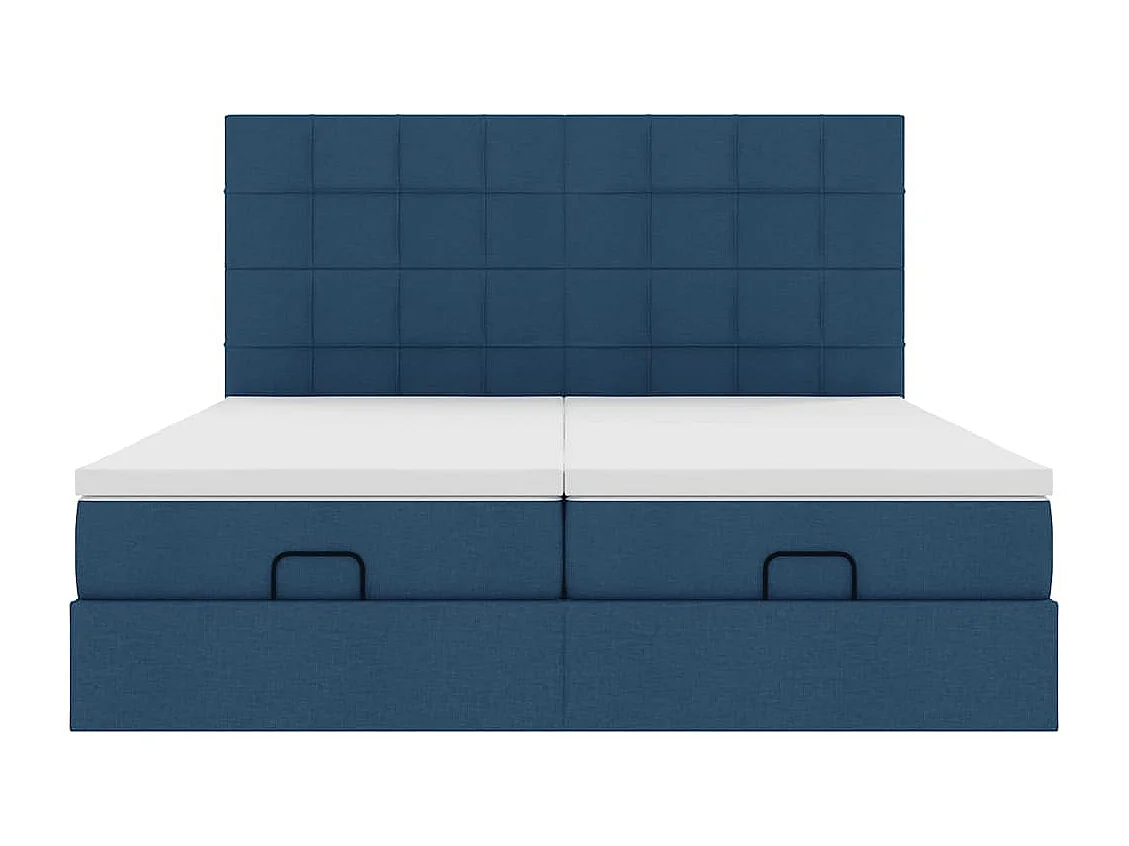 Cadre de lit ottoman avec matelas bleu 200x200cm tissu