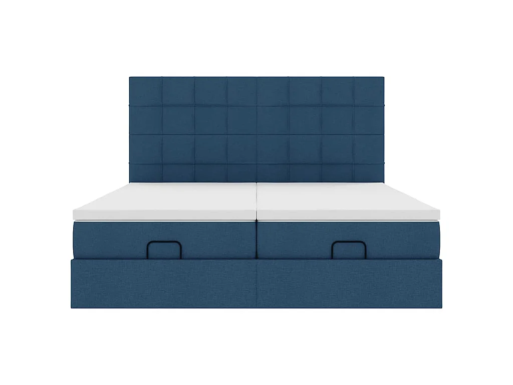 Ottoman bed met matrassen en LED's 200x200cm stof blauw