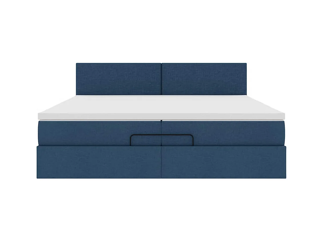 Ottoman-Bett mit Matratzen & LEDs Blau 200x200 cm Stoff