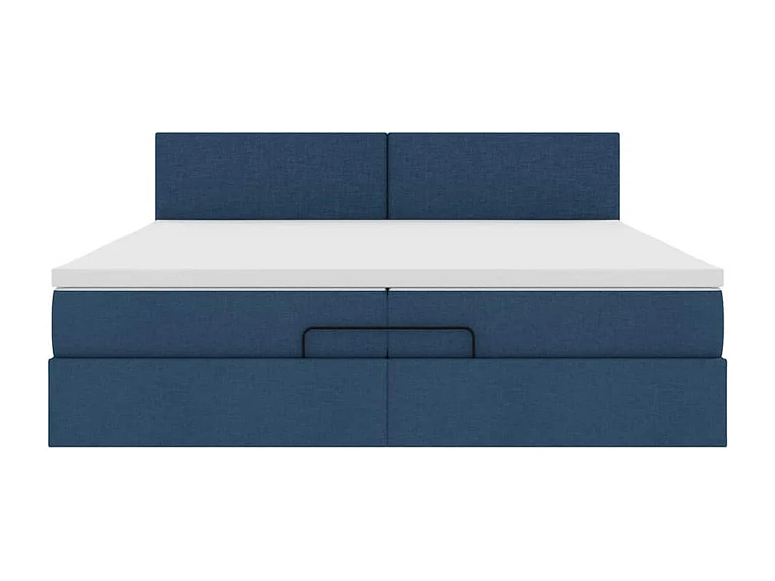 Ottoman bed met matrassen en LED's 200x200cm stof blauw