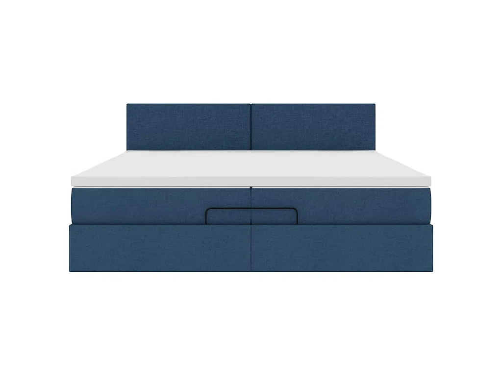 Struttura Letto Pouf con Materassi Blu 200x200 cm in Tessuto