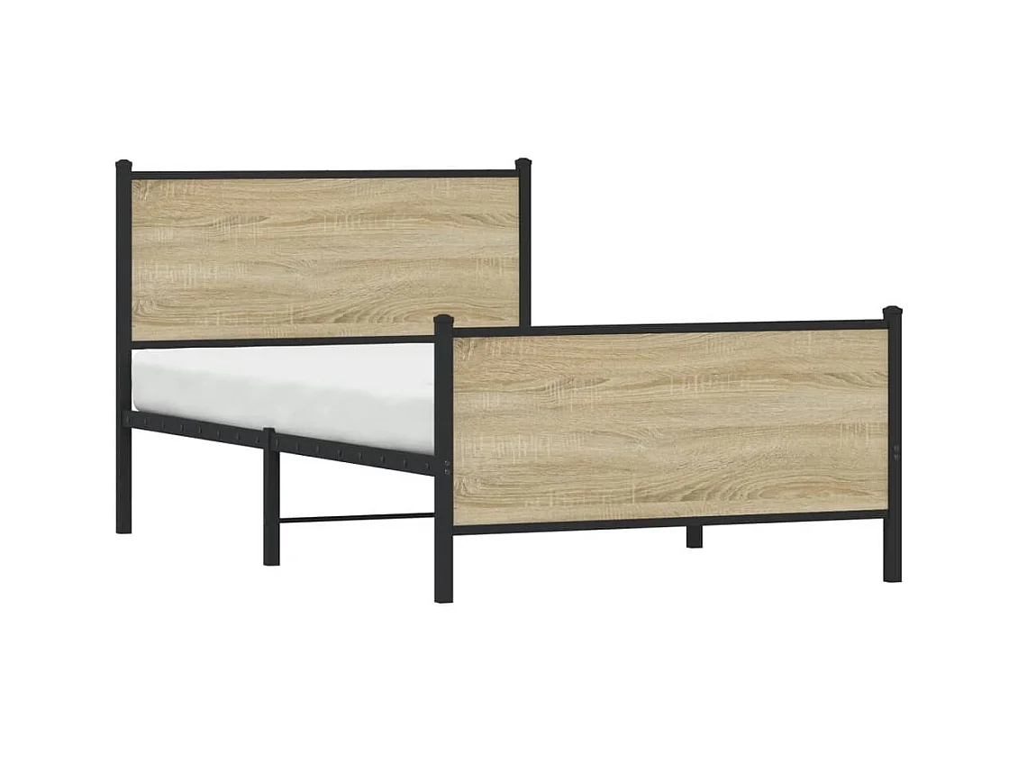 Cadre de lit en métal sans matelas chêne sonoma 107x203 cm