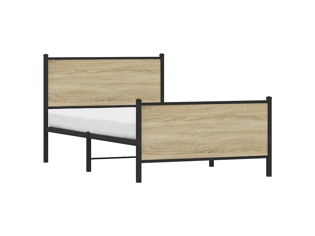 Cadre de lit en métal sans matelas chêne sonoma 107x203 cm