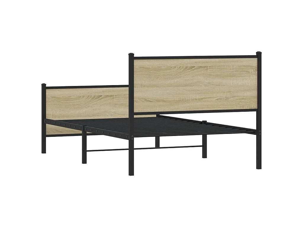 Cadre de lit en métal sans matelas chêne sonoma 107x203 cm
