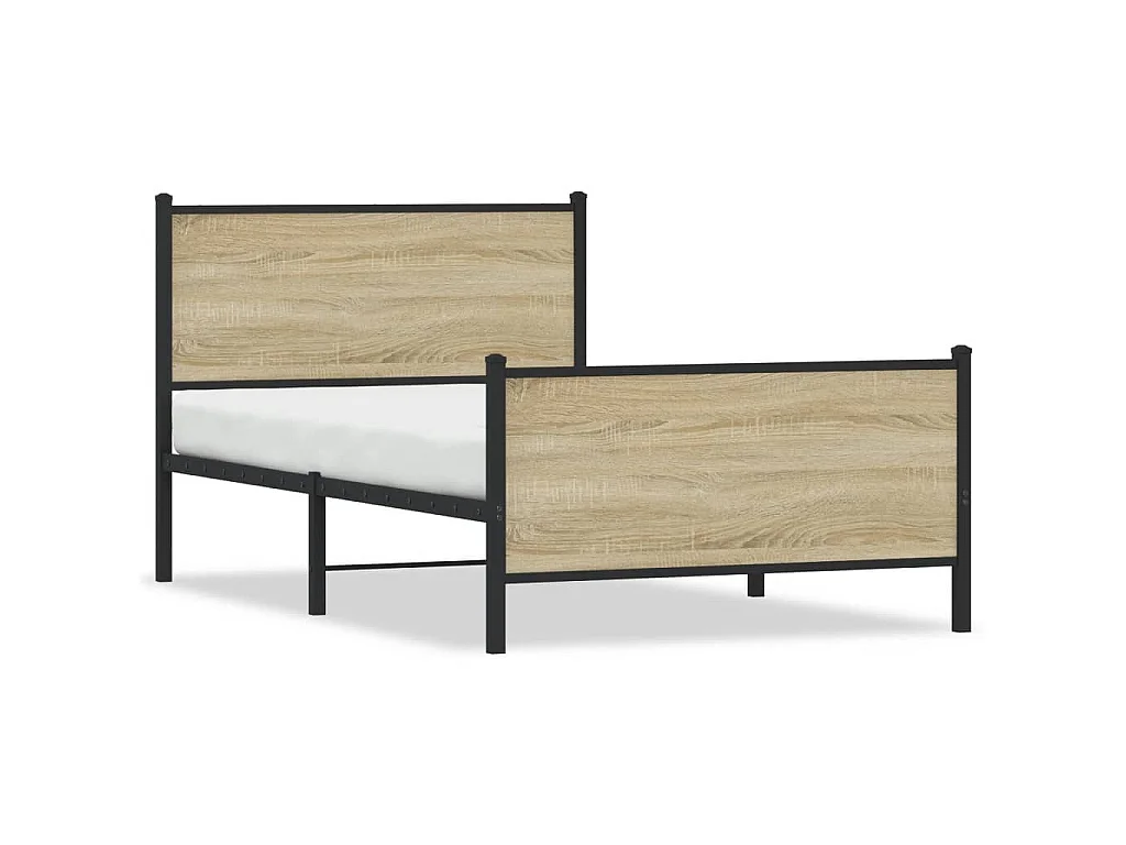 Cadre de lit en métal sans matelas chêne sonoma 107x203 cm