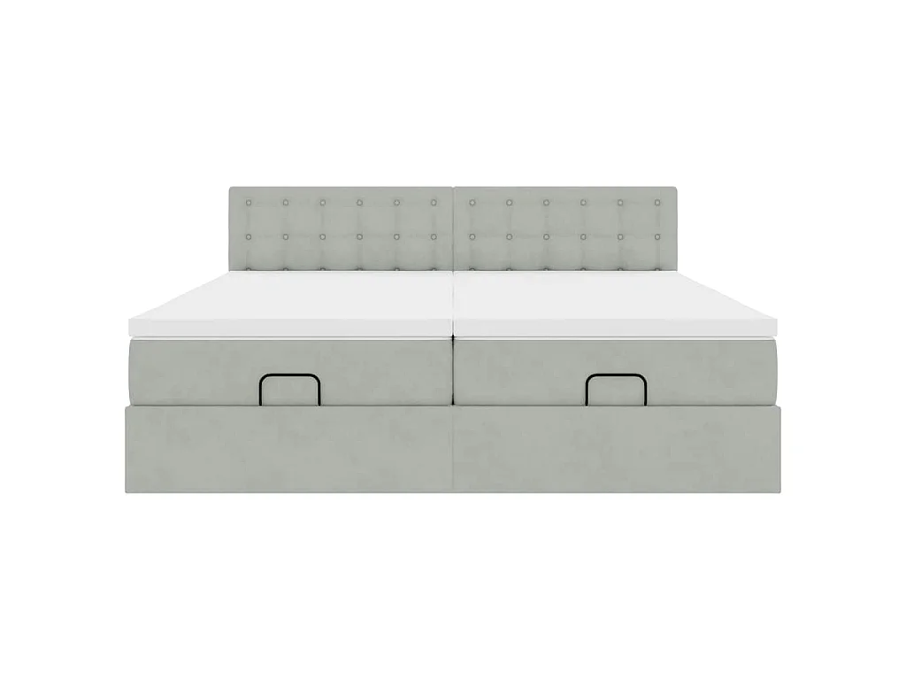 Cadre de lit ottoman avec matelas gris clair 200x200 cm velours