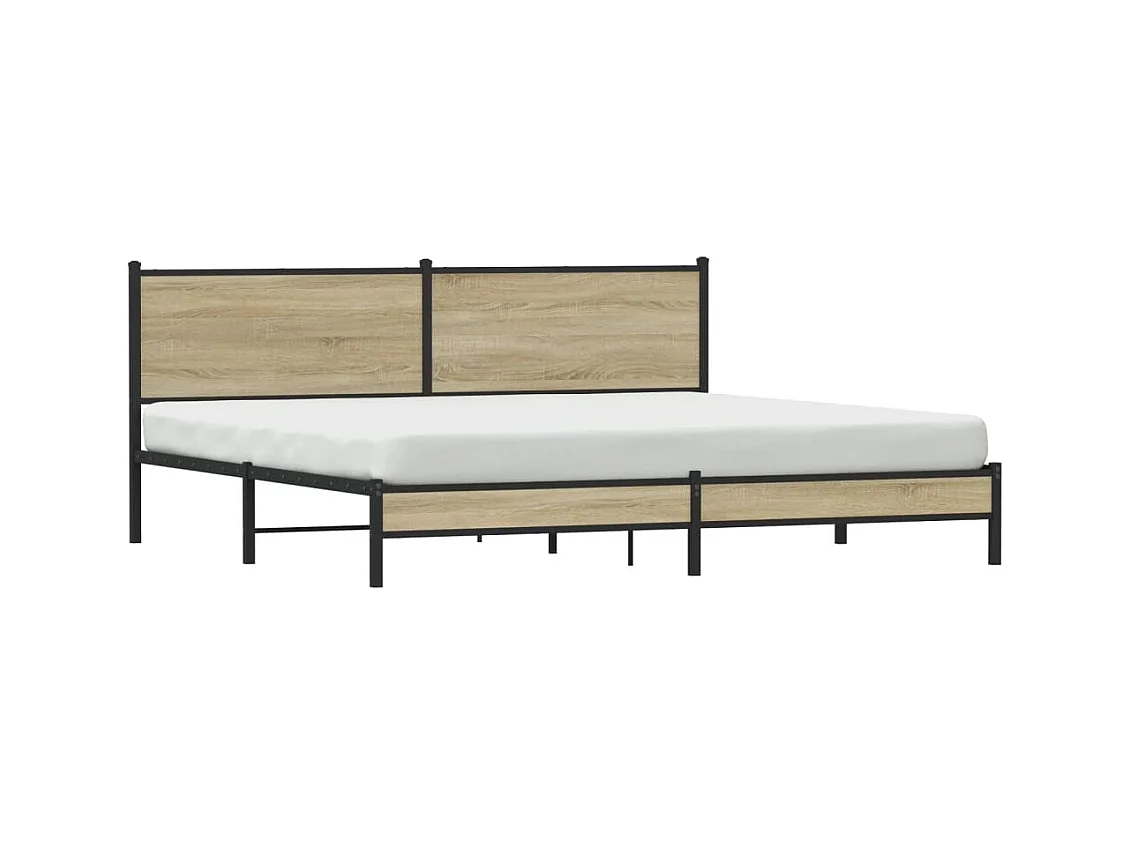Cadre de lit en métal sans matelas chêne sonoma 193x203 cm