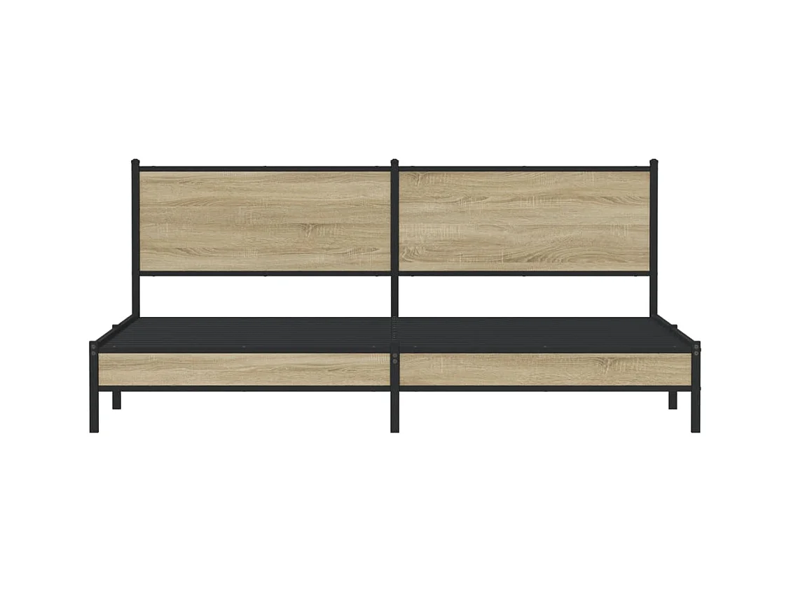 Cadre de lit en métal sans matelas chêne sonoma 193x203 cm