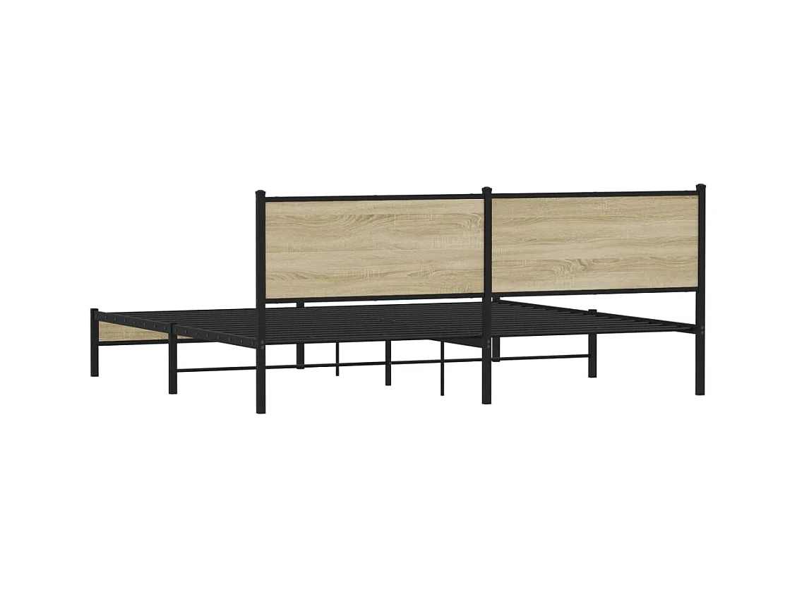 Cadre de lit en métal sans matelas chêne sonoma 193x203 cm