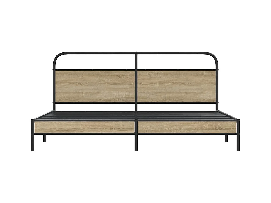 Cadre de lit en métal sans matelas chêne fumé 193x203 cm