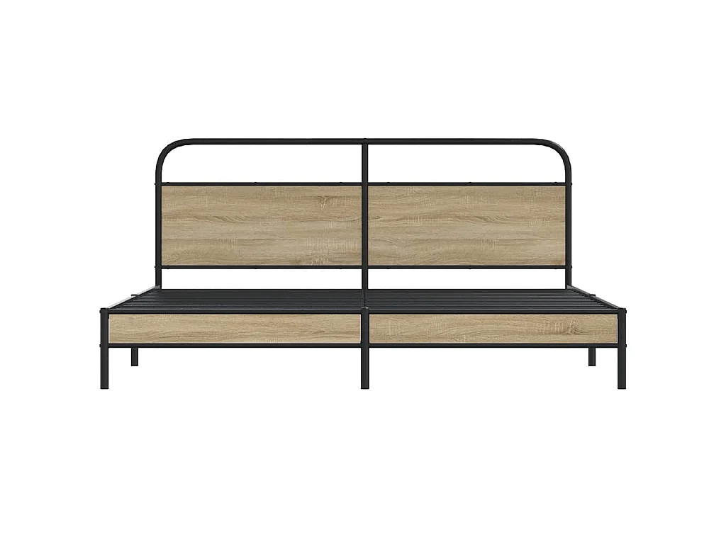 Estructura de cama sin colchón metal roble ahumado 193x203 cm
