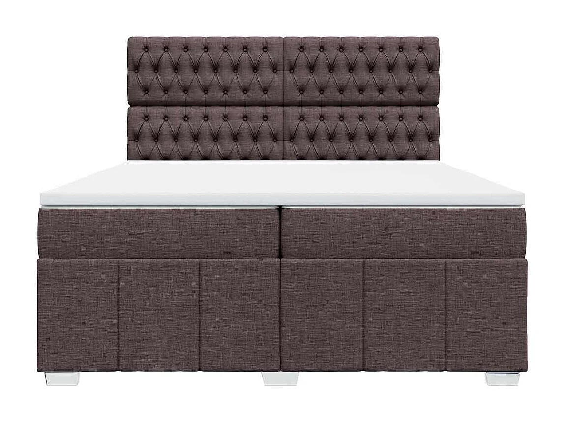 Cama com molas/colchão 200x200 cm tecido castanho-escuro