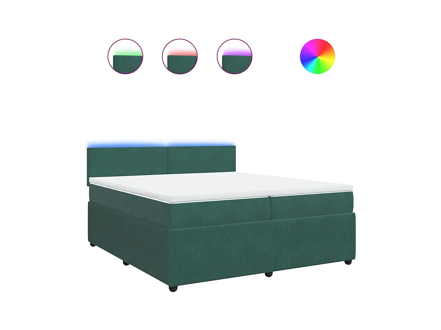 Sommier à lattes de lit et matelas Vert foncé 200x200cm Velours