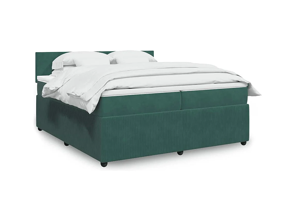 Cama box spring con colchón terciopelo verde oscuro 200x200 cm