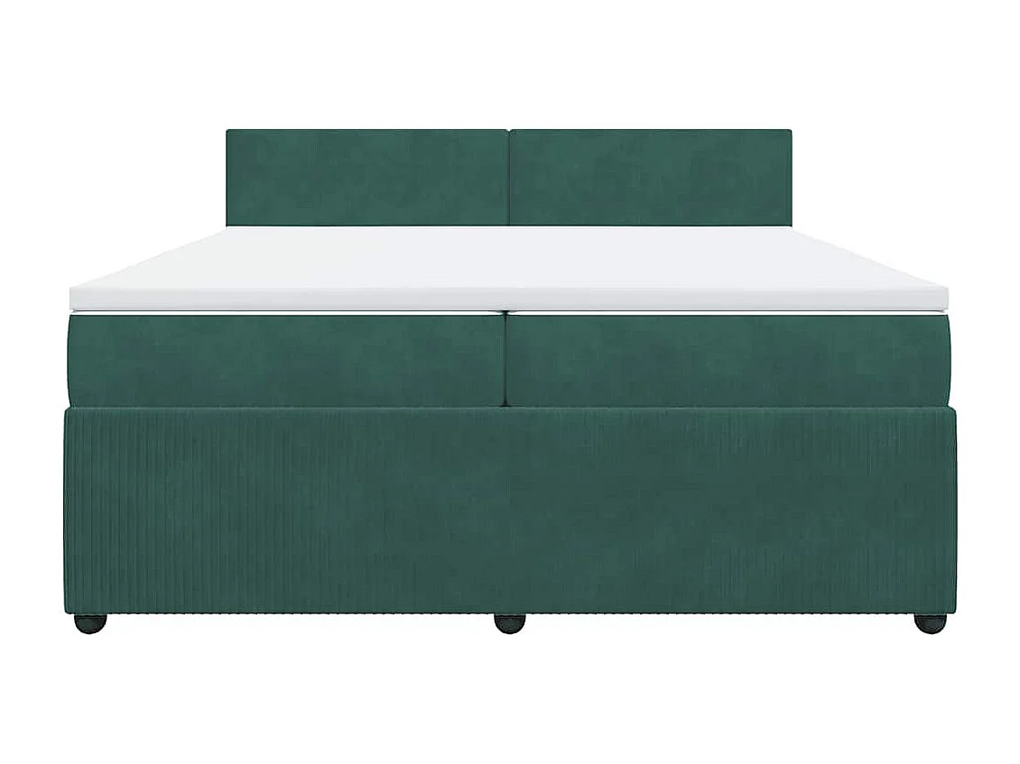 Cama box spring con colchón terciopelo verde oscuro 200x200 cm