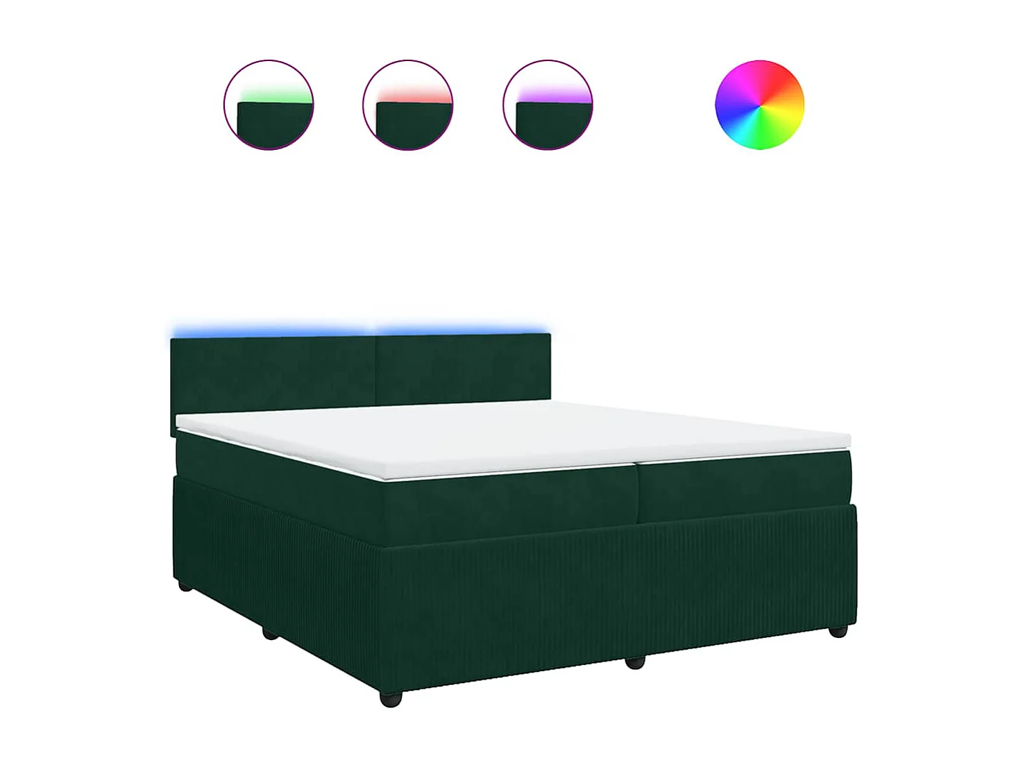 Sommier à lattes de lit et matelas Vert foncé 200x200cm Velours