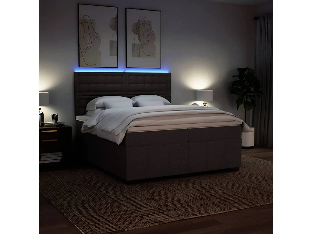 Boxspringbett mit Matratze Dunkelbraun 200x200 cm Stoff