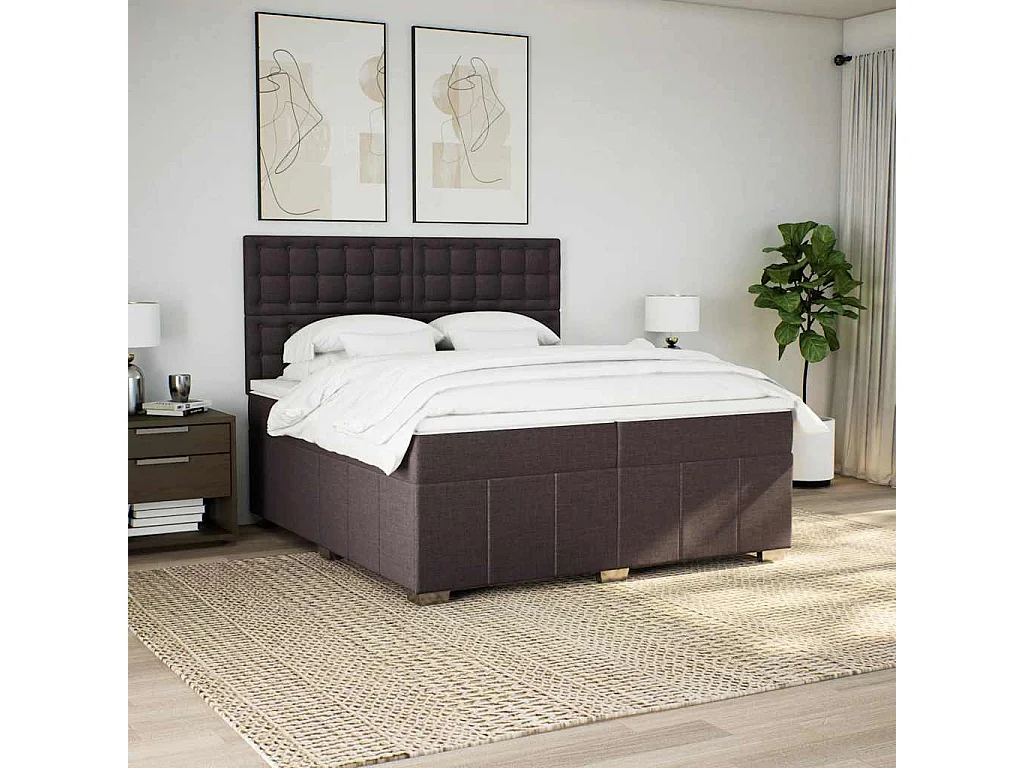 Sommier à lattes de lit avec matelas Marron foncé 200x200 cm