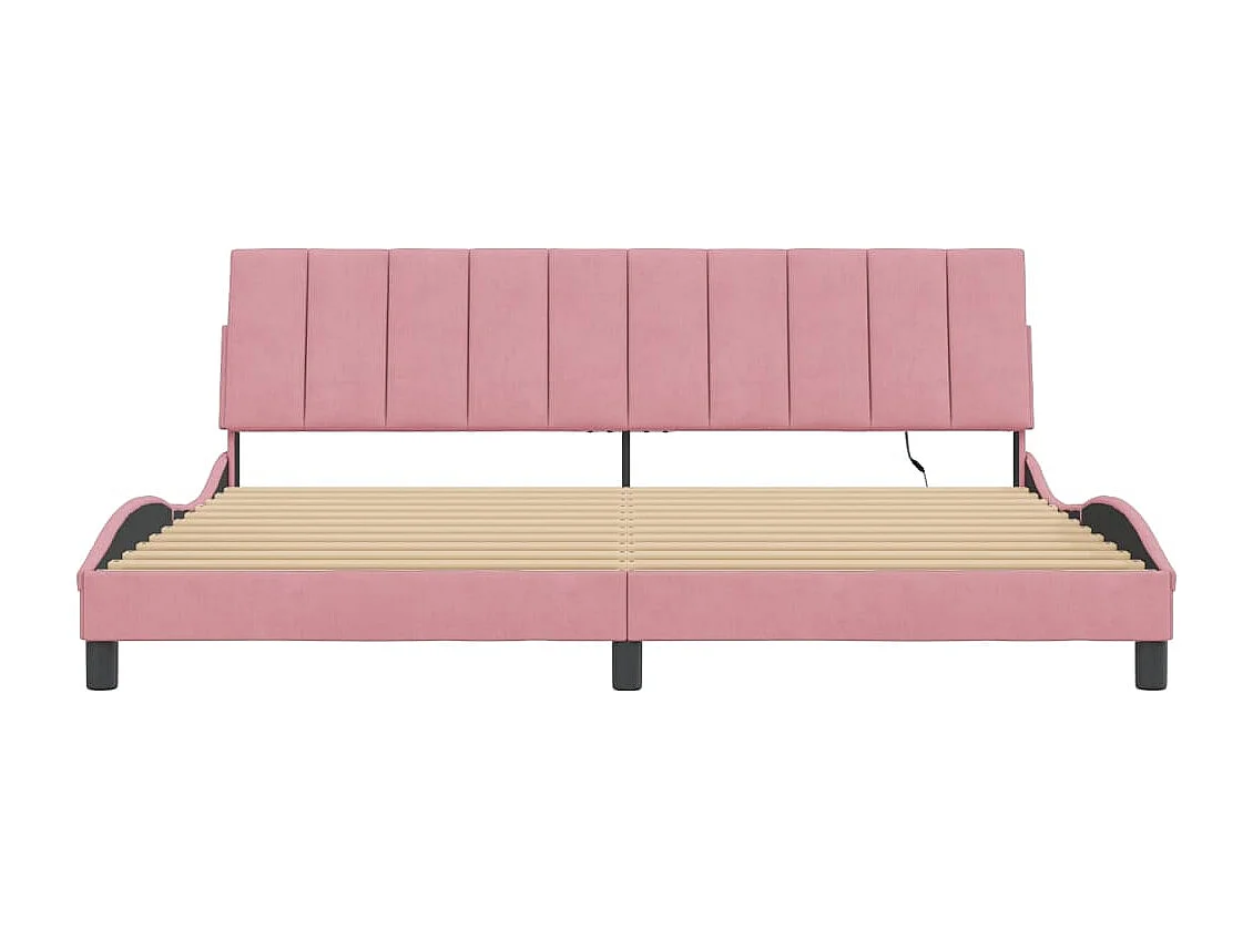 Estrutura de cama com LED sem colchão Hanko 200x200 cm veludo rosa